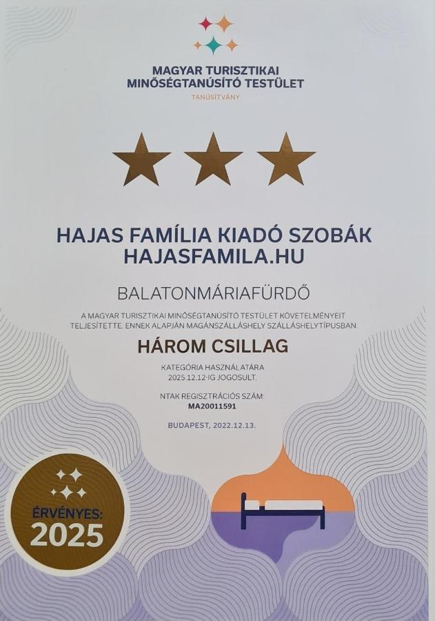 Hajas Família Kiadó Szobák Balatonmariafurdo Exterior foto